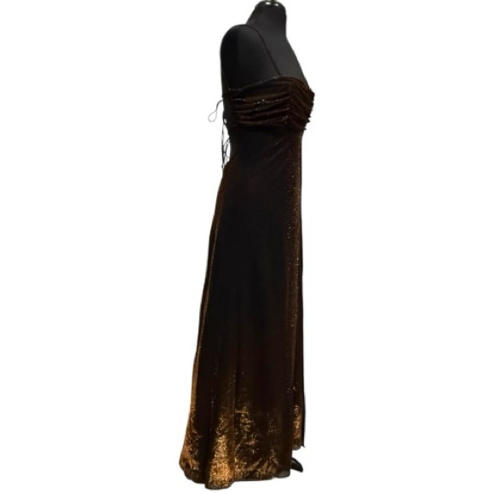 Vintage Y2K Jump Apparel Metallic Bronze Corset Gown Fairycore Gothic Prom Dress - Picture 6 of 16